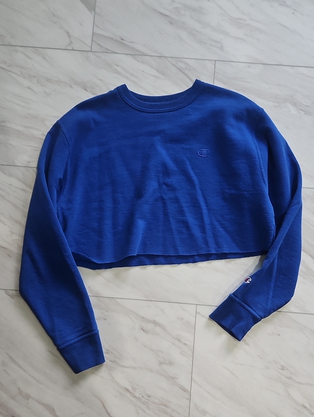 Champion Women's Cropped Crewneck Sweatshirt - Blue